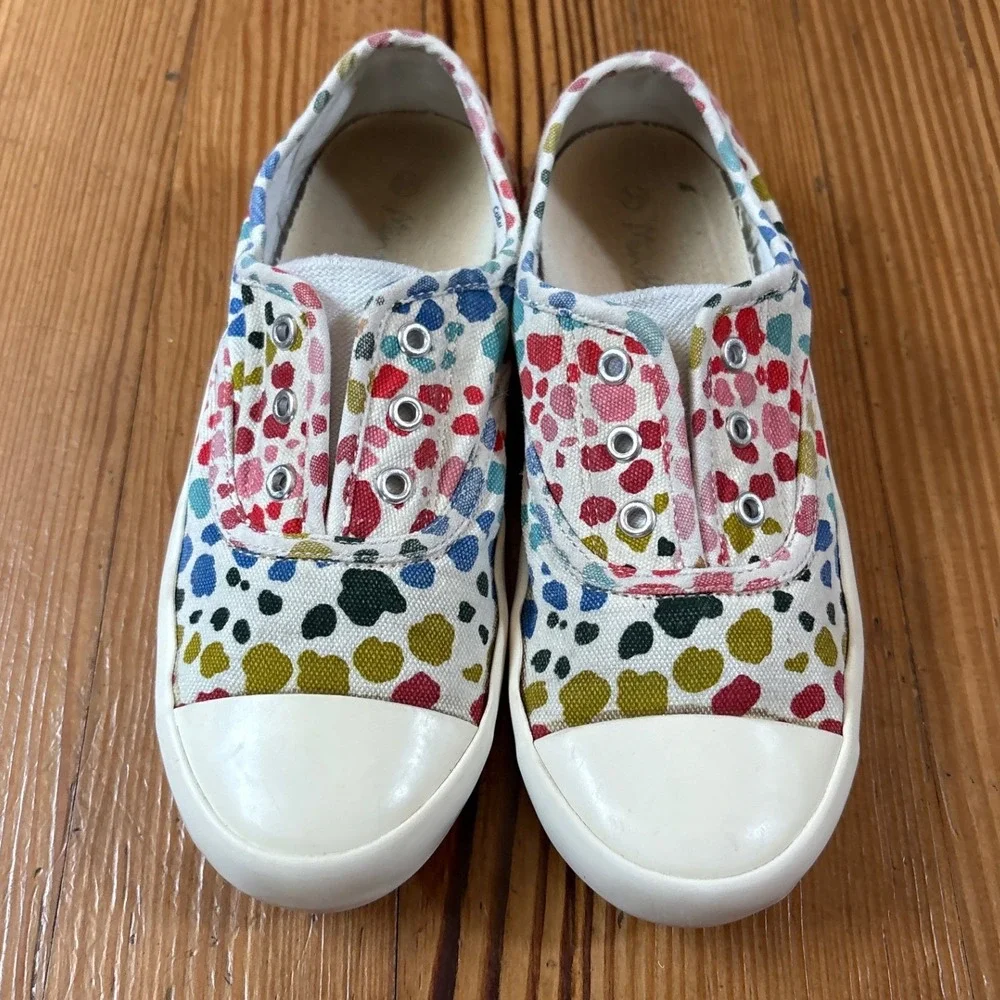 Mini Boden Polka Dot Sneakers Girls Multi Color Canvas Slip On SIZE 35/3